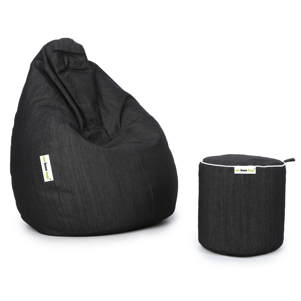 Can bean bags Classic XXXL Denim Bean Bag With Footstool